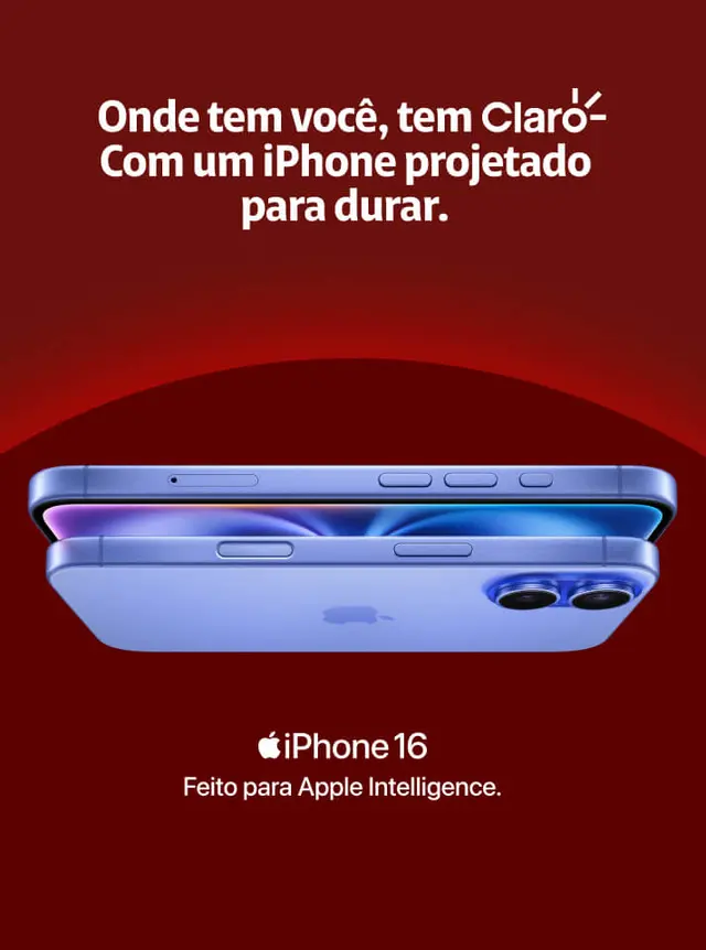 Onde tem as melhores ofertas de smartphones tem Claro. IPHONE 16 256GB. Eu quero! Onde tem as melhores ofertas de smartphones tem Claro. IPHONE 16 256GB. Eu quero!