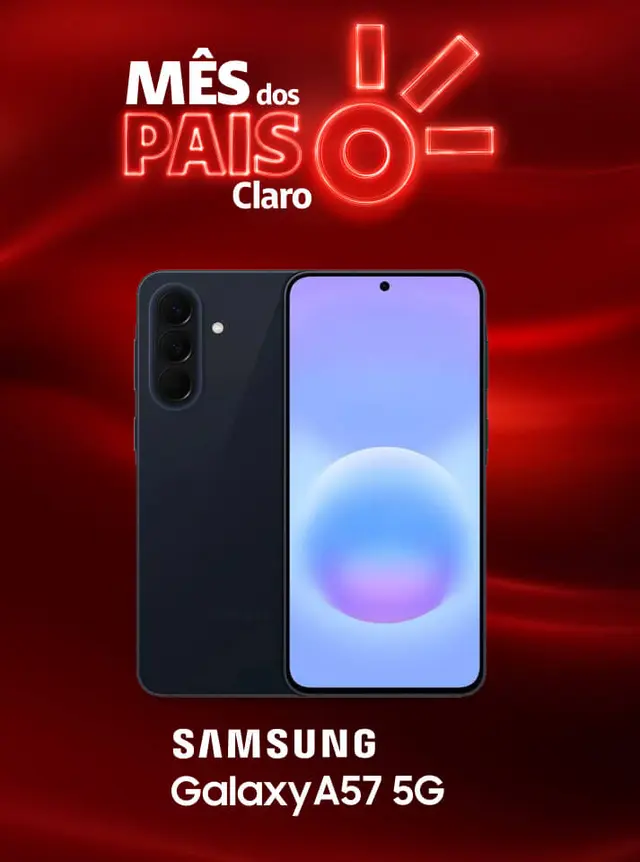 Mês dos Pais Claro. Onde tem pai, tem presente pra ficar na memória. SSG GAL A57 5G 256GB. Eu quero! Mês dos Pais Claro. Onde tem pai, tem presente pra ficar na memória. SSG GAL A57 5G 256GB. Eu quero!